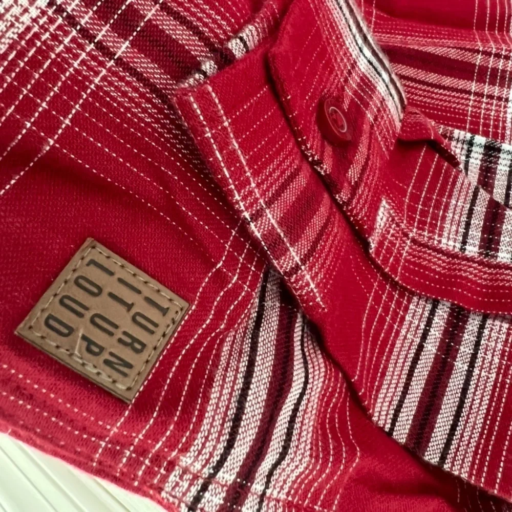 Boys shirt, size 11-12, red plaid, mangoon teen, brand new no tags